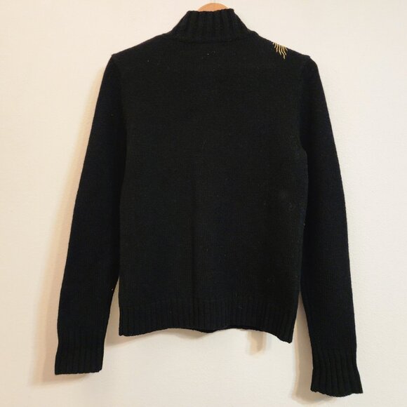 Vintage Lauren Ralph Lauren Gold Dragon Embroidery Sweater LambsWool Women PM - Picture 2 of 14